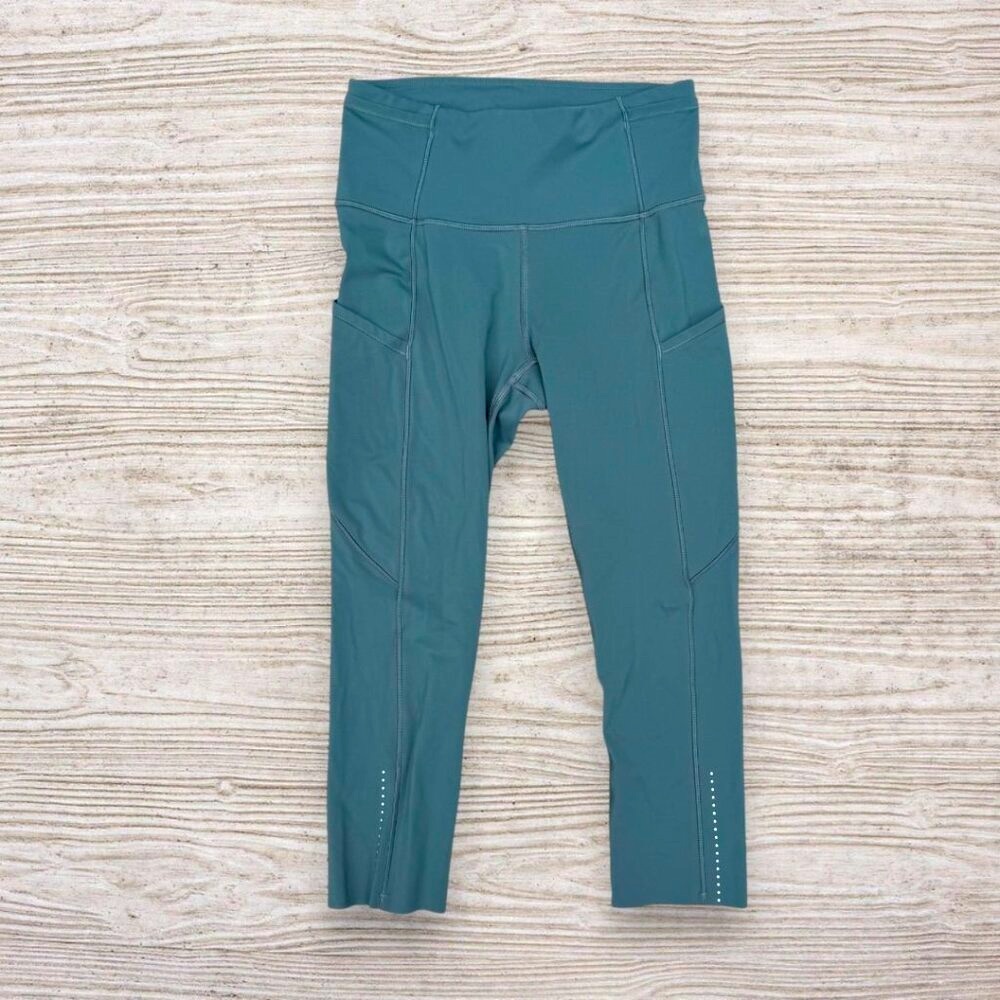 Lululemon Fast & Free Crop II *Nulux 19" Sea Steel Leggings Size 4 - Picture 2 of 6
